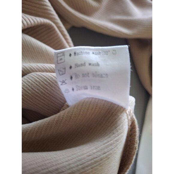 MEROKEETY Womens Quarter Zip Collared Pullover Sweater LBeige Ribbed Minimalist - Picture 6 of 8